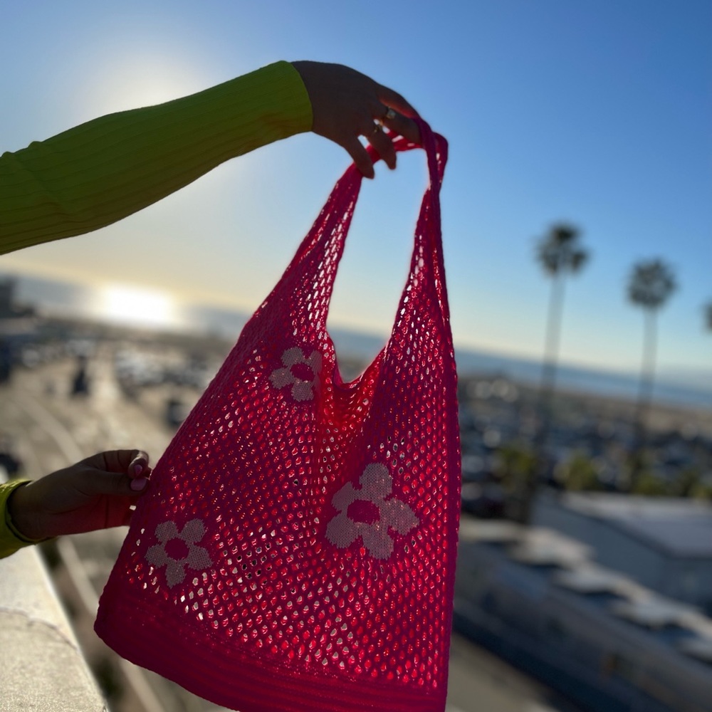 Crochet Tote Bag Mesh Beach Bag